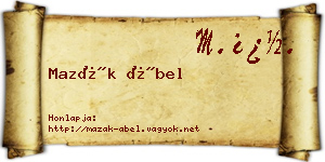 Mazák Ábel névjegykártya